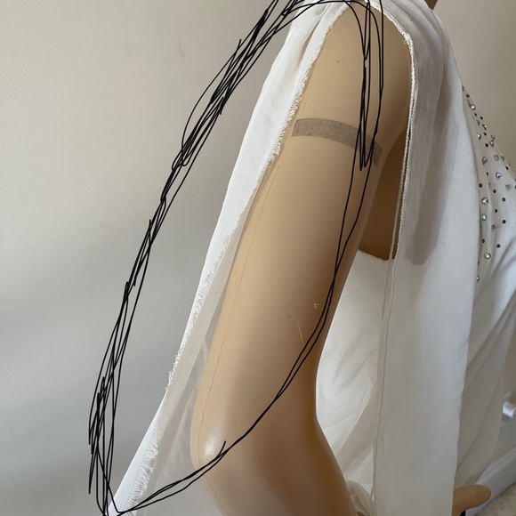 Black and White One Shoulder Ruffle Midi Pencil Dress - Picture 8 of 13